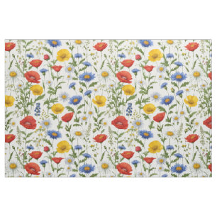 Colourful Pretty Wildflower Patterned Bright Flora Fabric