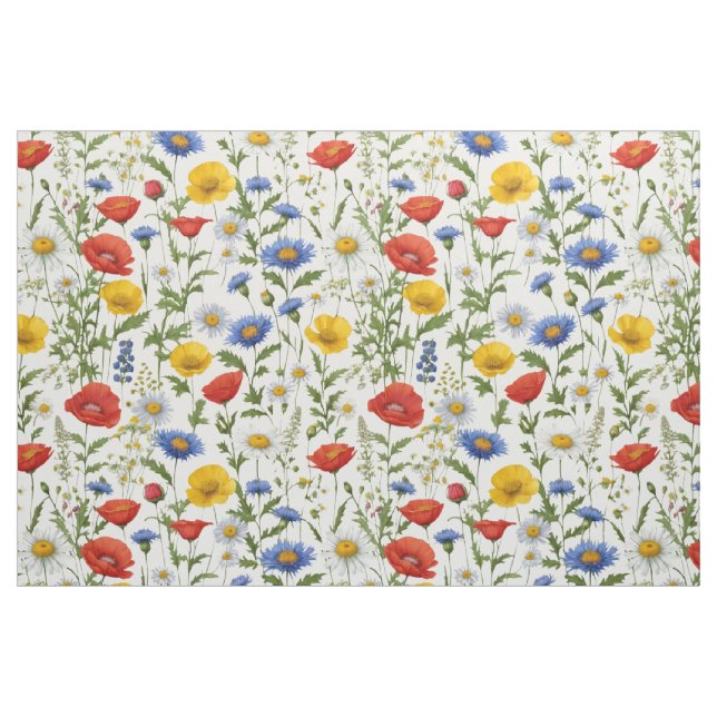 Colourful Pretty Wildflower Patterned Bright Flora Fabric (Fat Quarter)