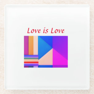 Colourful pride month gay LGBTQ love add name tex Glass Coaster