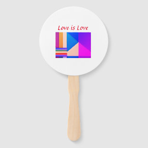 Colourful pride month gay LGBTQ love add name tex Hand Fan