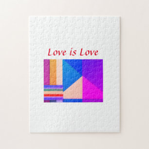 Colourful pride month gay LGBTQ love add name tex Jigsaw Puzzle