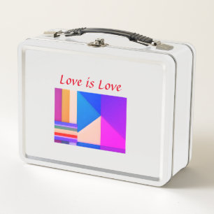 Colourful pride month gay LGBTQ love add name  tex Metal Lunch Box