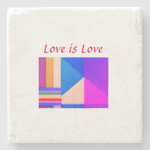 Colourful pride month gay LGBTQ love add name tex Stone Coaster