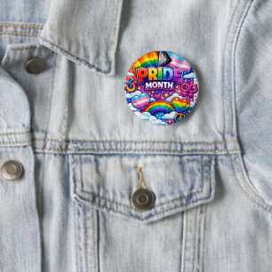 Colourful Pride Month Rainbow and Unicorn Art 6 Cm Round Badge