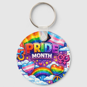 Colourful Pride Month Rainbow and Unicorn Art  Key Ring