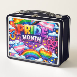 Colourful Pride Month Rainbow and Unicorn Art  Metal Lunch Box