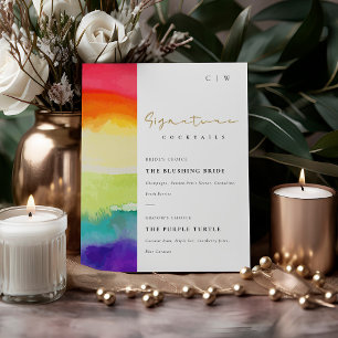 Colourful Pride Rainbow Signature Drinks Cocktail Pedestal Sign