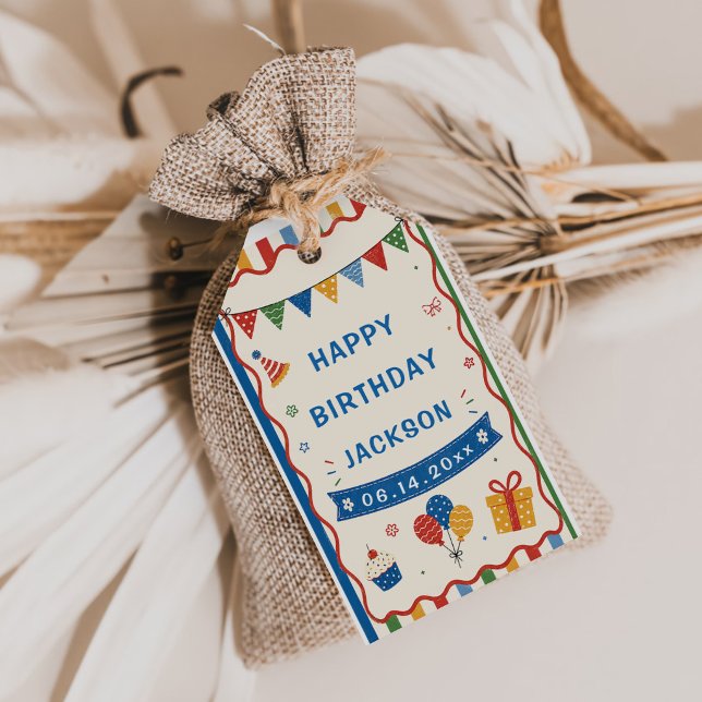 Colourful Primary Birthday Party Gift Tags (Creator Uploaded)
