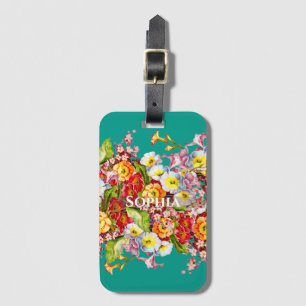 Colourful Primroses Cute Floral Spring Personalise Luggage Tag