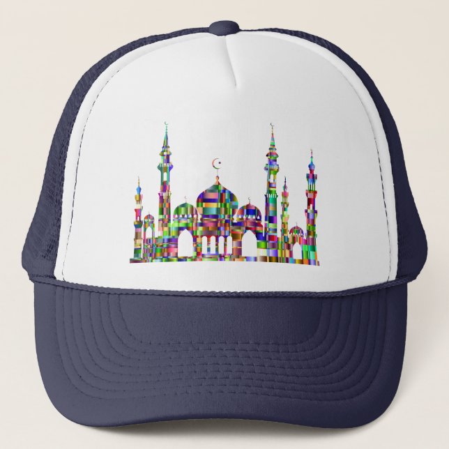 colourful prism mosque design trucker hat (Front)