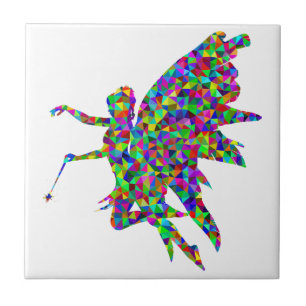Colourful Prismatic Fairy Holding Out a Wand Tile
