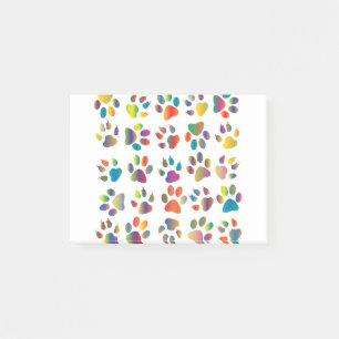 Colourful Prismatic Rainbow Animal Paw Prints Dog Post-it Notes