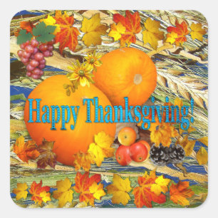 Colourful Produce Happy Thanksgiving Square Sticker