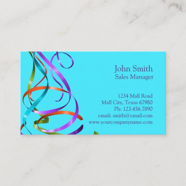 Colourful Professional Festive Streamers  Business Card (Front)