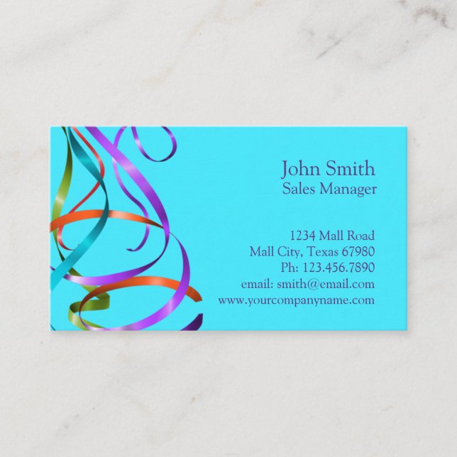 Colourful Professional Festive Streamers Business Card (Front)