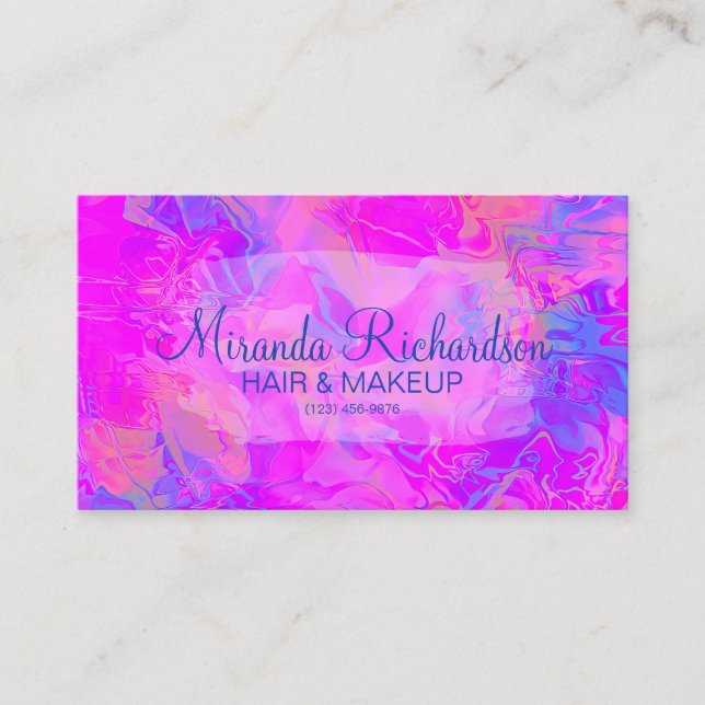 Colourful Professional Pink Holographic Modern  Business Card (Front)
