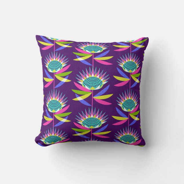 Colourful Protea Cushion (Front)