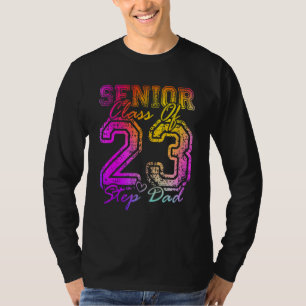 Colourful Proud Step Dad Cute Heart Graduate Senio T-Shirt