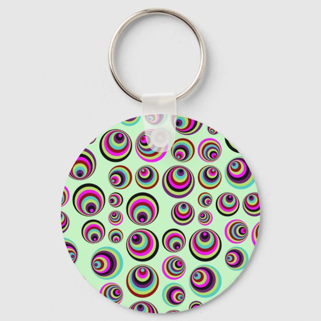 Colourful Psych Spots + your background & idea Key Ring (Front)