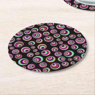 Colourful Psych Spots + your background & idea Round Paper Coaster