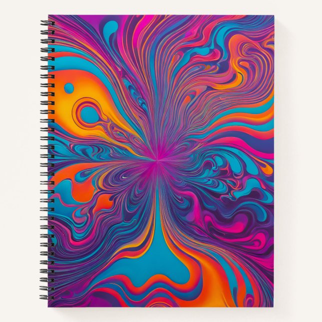 Colourful Psychedelia Airbrush Art Spiral Notebook (Front)