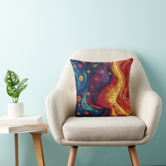Colourful Psychedelic Abstract Art Cushion (Chair)