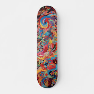 Colourful psychedelic art skateboard