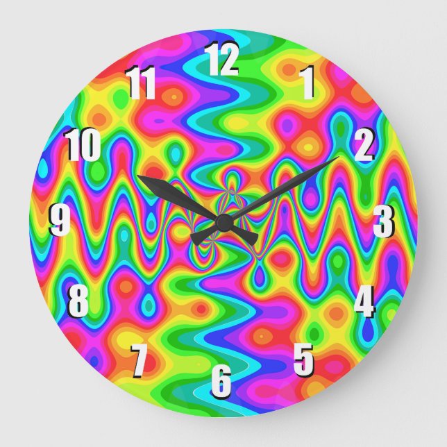 Colourful Psychedelic Art Wall Clock (Front)
