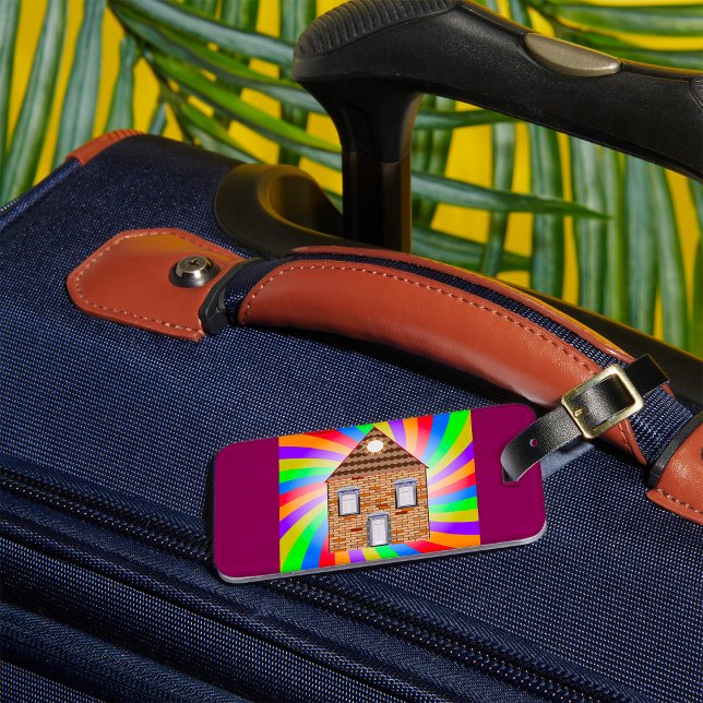 Colourful Psychedelic Brick House Rainbow Design Luggage Tag (Creator Uploaded)