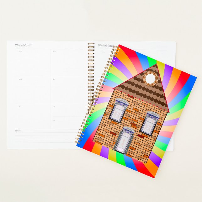 Colourful Psychedelic Brick House Rainbow Design Planner (Creator Uploaded)