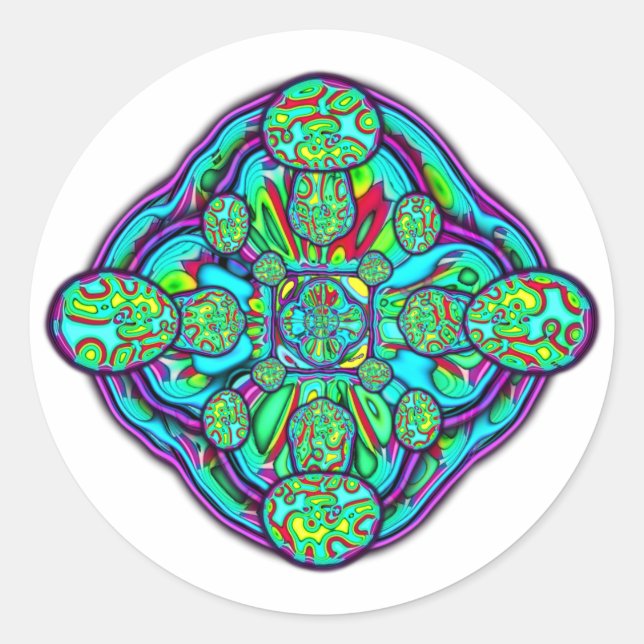 Colourful psychedelic bubble universe v2 classic round sticker (Front)