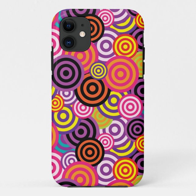 colourful psychedelic circles phone case (Back)