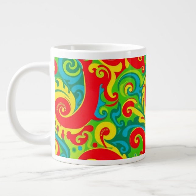 Colourful Psychedelic Design Large Coffee Mug (Left)