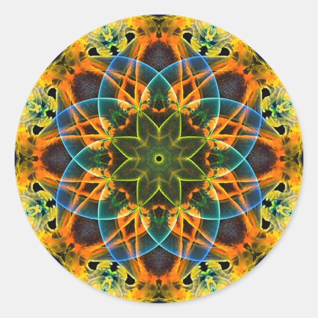 Colourful Psychedelic Dreamy Mandala Stickers (Front)