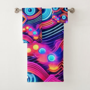 Colourful Psychedelic Eye Pattern Bath Towel Set