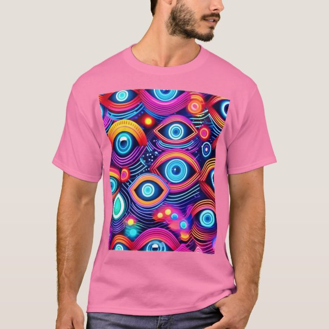 Colourful Psychedelic Eye Pattern T-Shirt (Front)