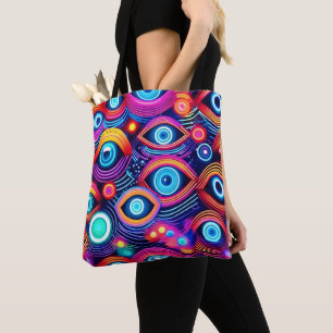 Colourful Psychedelic Eye Pattern Tote Bag