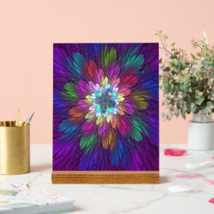 Colourful Psychedelic Flower Abstract Fractal Art Acrylic Sign