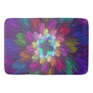 Colourful Psychedelic Flower Abstract Fractal Art Bath Mat