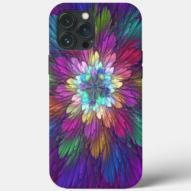 Colourful Psychedelic Flower Abstract Fractal Art Case-Mate iPhone Case (Back)
