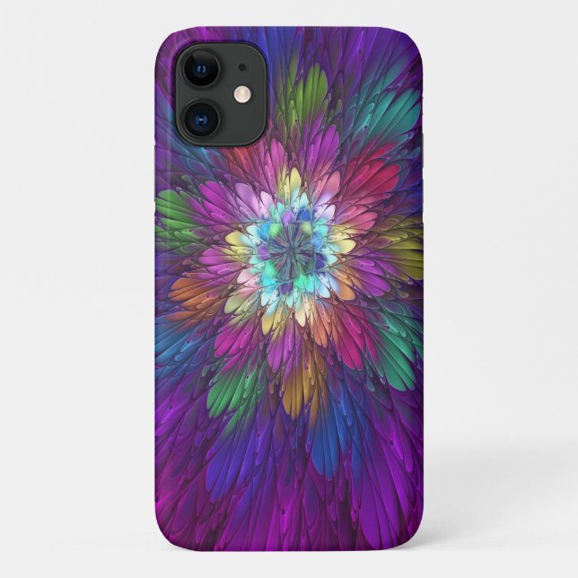Colourful Psychedelic Flower Abstract Fractal Art Case-Mate iPhone Case (Back)