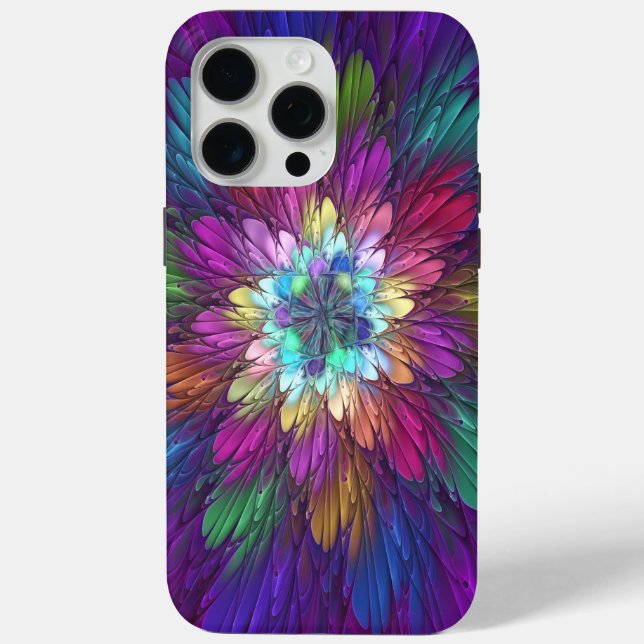 Colourful Psychedelic Flower Abstract Fractal Art Case-Mate iPhone Case (Back)