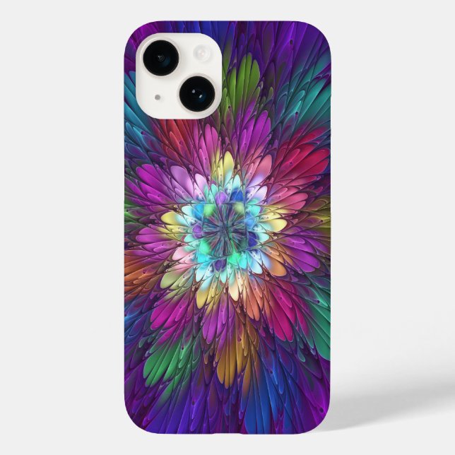 Colourful Psychedelic Flower Abstract Fractal Art Case-Mate iPhone Case (Back)