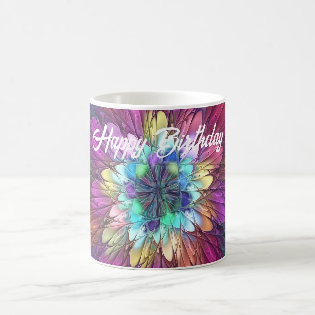 Colourful Psychedelic Flower Abstract Fractal Art Coffee Mug (Center)