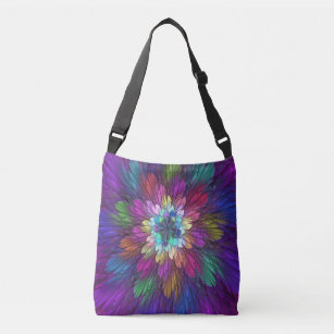 Colourful Psychedelic Flower Abstract Fractal Art Crossbody Bag
