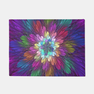 Colourful Psychedelic Flower Abstract Fractal Art Doormat