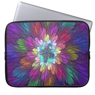 Colourful Psychedelic Flower Abstract Fractal Art Laptop Sleeve