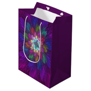 Colourful Psychedelic Flower Abstract Fractal Art Medium Gift Bag