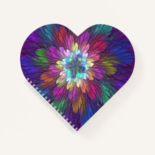 Colourful Psychedelic Flower Abstract Fractal Art Notebook