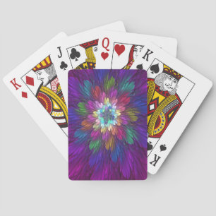 Colourful Psychedelic Flower Abstract Fractal Art Playing Cards